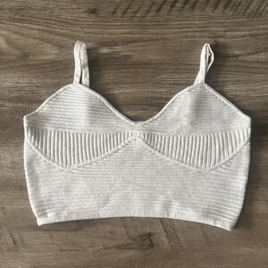 Aerie Women's Ribbed Cropped Tank Top Heather Gray Size Medium